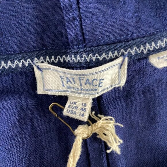Fat Face Sadie Linen Blend Popover Top Women's Size 14 Navy Blue NWT‎ TP-2207 - Picture 7 of 13
